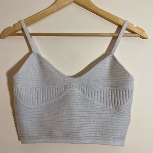 Aerie Cropped Sweater Tank Size Small Light Grey